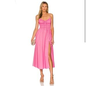 Sau Lee Dress Beatrice Midi in Watermelon Pink